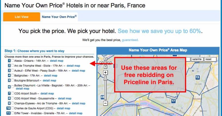 Priceline Paris Bidding Zones