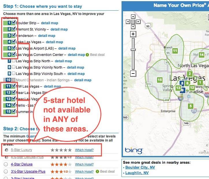 Priceline Las Vegas Areas Without 5 Star